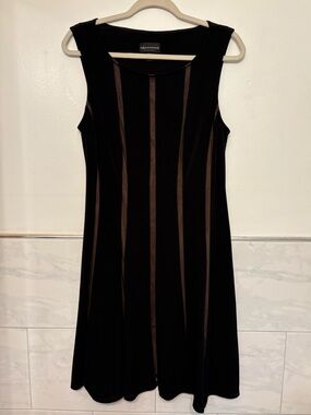 connected apparel Black Dress with tan Vertical Panels